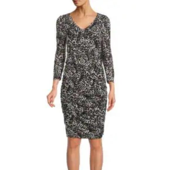 RENEE C. Women's Leopard Print Knee Dress L NWT - Picture 2 of 7